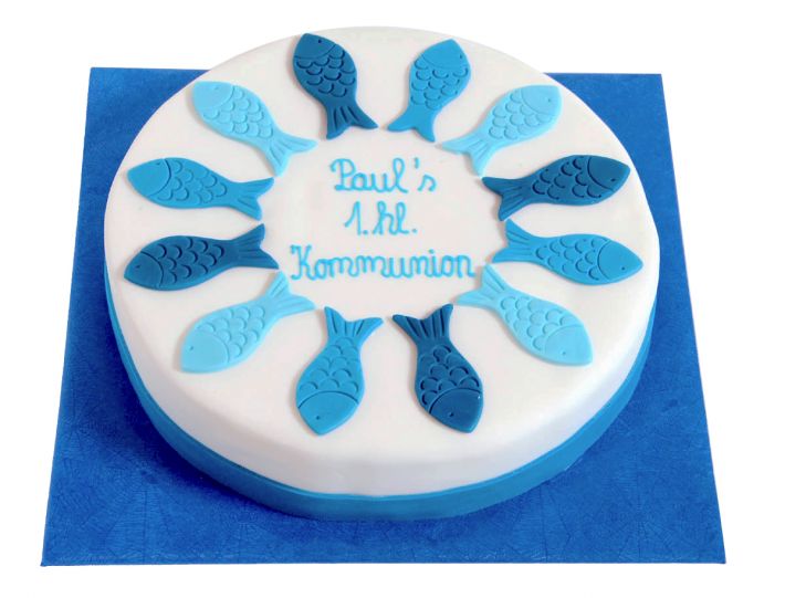 Blaue Fische Torte zur Kommunion