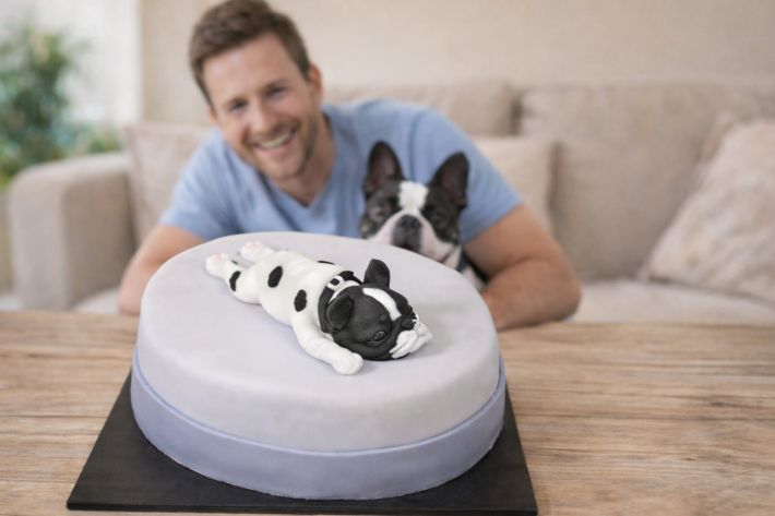 Bulldoggen Torte mit Hundemotiv detailreich und realistisch gestaltet