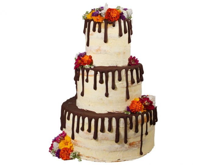 Drip Cake mit essbarem Blüten