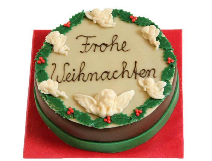 Engel-und-Ilex-Torte „Frohe Weihnachten“