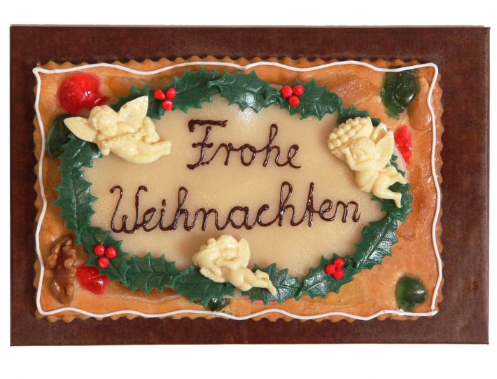 Gebäckplatte mit Textoval und Engelputten