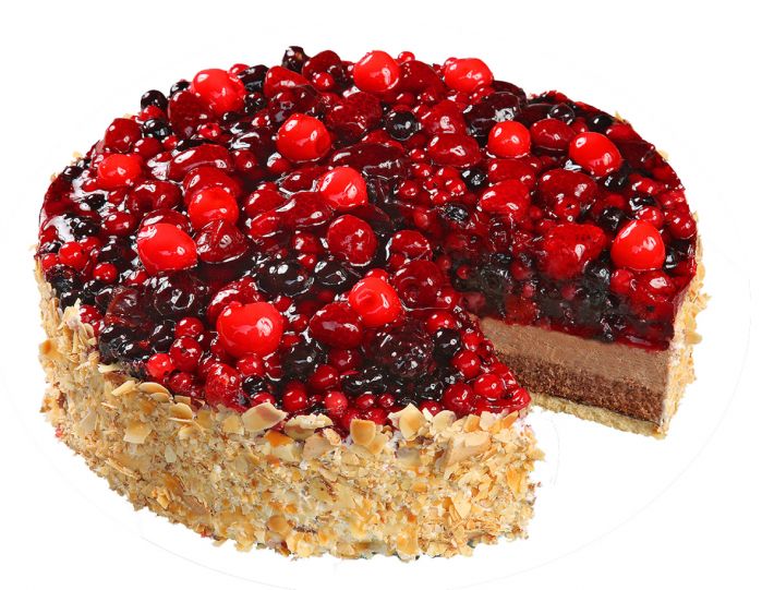 Gemischtes Obst auf Schokoladensahne Torte