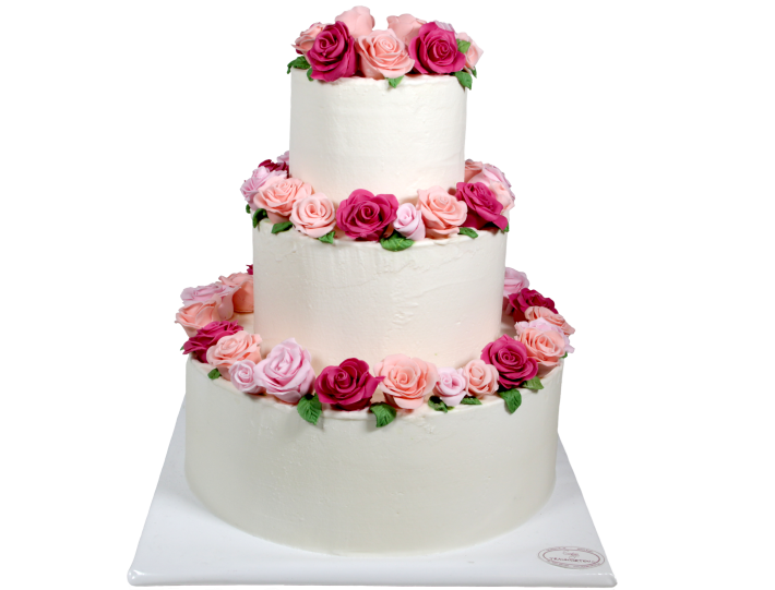 Klassische Hochzeitstorte mit eleganten Rosen