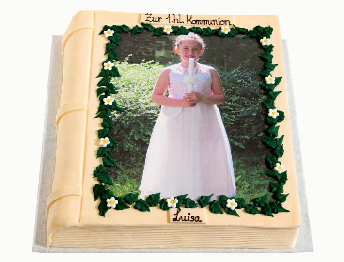 Kommunion Buchtorte mit Foto