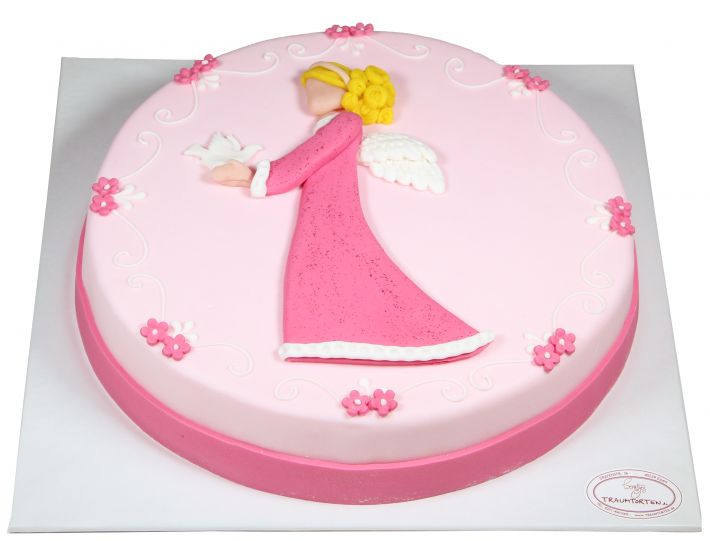 Kommunionstorte mit Mädchen und Taube