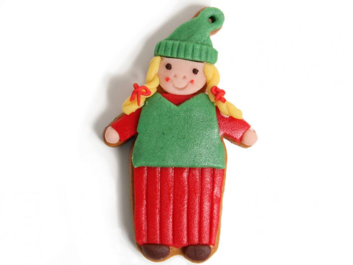 Fünf Lebkuchenfiguren als Zwergin für Adventsdeko, Geschenkteller oder winterliche Anhänger