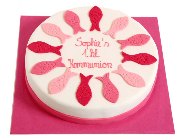 Rosa Fische Torte zur Kommunion