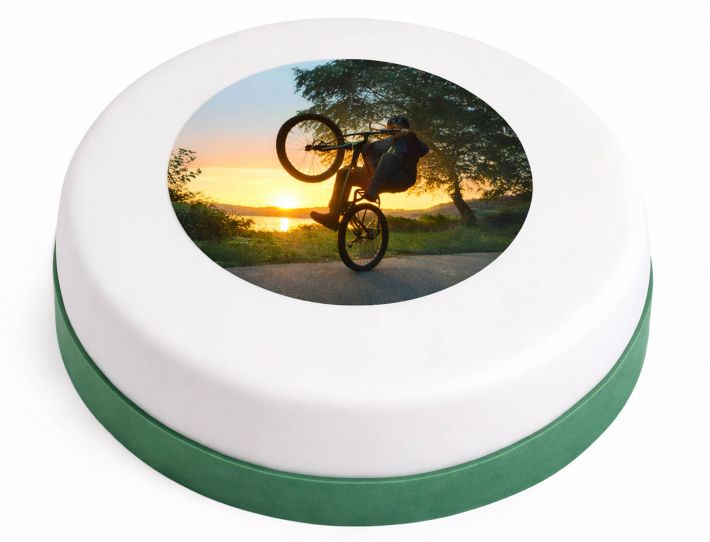 Runde Fototorte mit rundem Foto