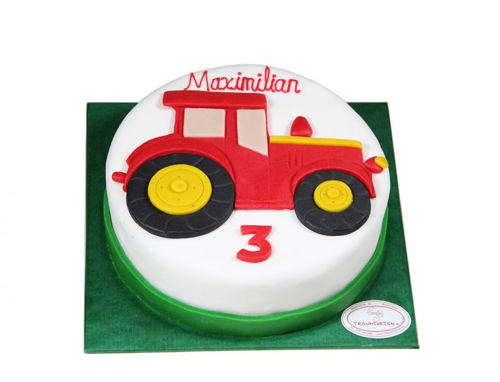 Traktor-Kindertorte mit Name und Zahl