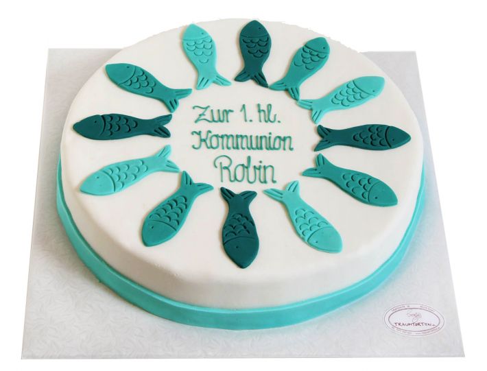 Türkise Fische Torte zur Konfirmation