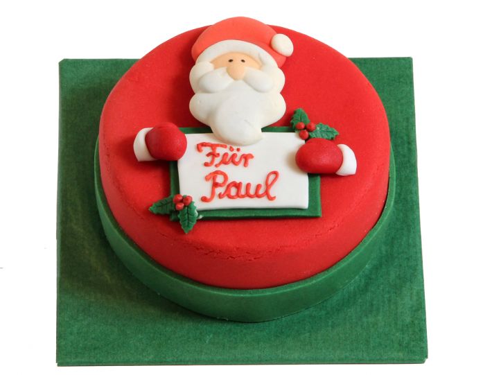 Weihnachtsmann-Torte mit Schild