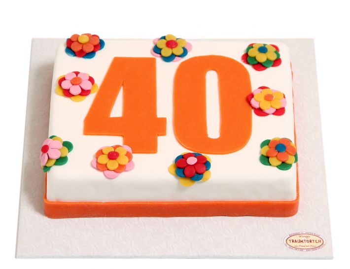 Zahlentorte mit großen bunten Blumen