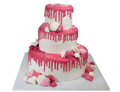 Drip-Cake-Hochzeitstorte mit Schokodrip