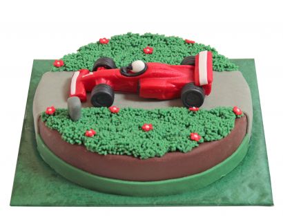 Formel-1-Torte mit rotem Rennwagen