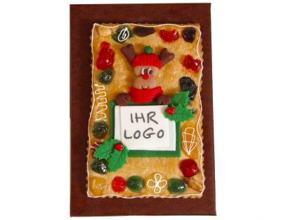 Gebäckplatte mit Elch und Logo