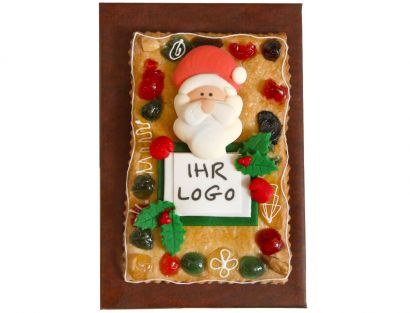 Gebäckplatte Weihnachtsmann mit Logo