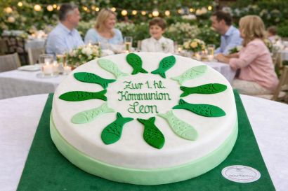 Grüne Fische Torte zur Kommunion