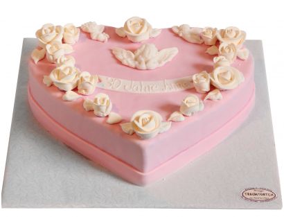 Herztorte mit Rosen in Rosé