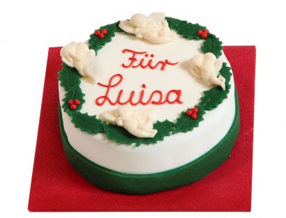 Ilex-Torte mit Engeln und Schriftzug