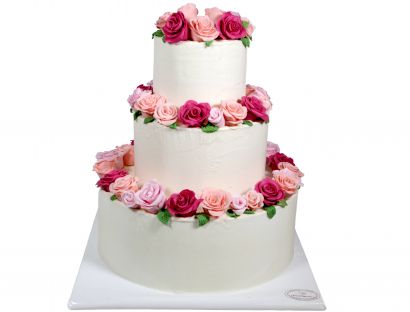 Klassische Hochzeitstorte mit eleganten Rosen