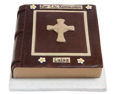 Kommunion Buchtorte mit Kreuz