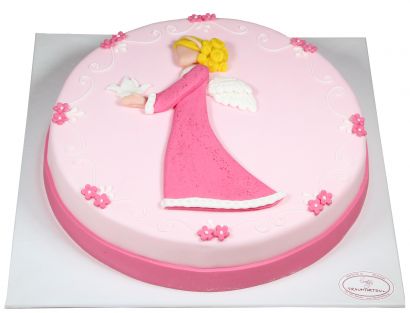Kommunionstorte mit Mädchen und Taube