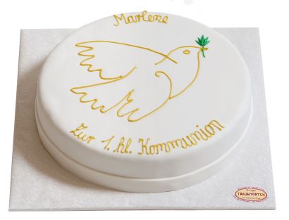 Kommunionstorte mit Taubenumriss