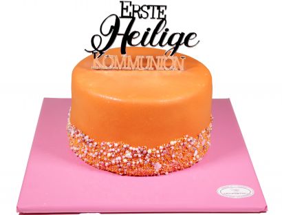 Kommunionstorte mit Topper in Orange