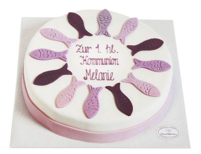 Lila Fische Torte zur Konfirmation