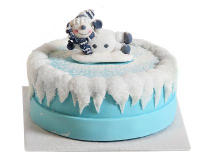 Lustiger Schneemann auf Eisscholle