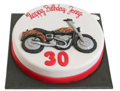Motorrad-Torte im Flammen-Design