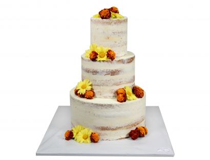 Naked Cake mit essbarem Blütenmix 2