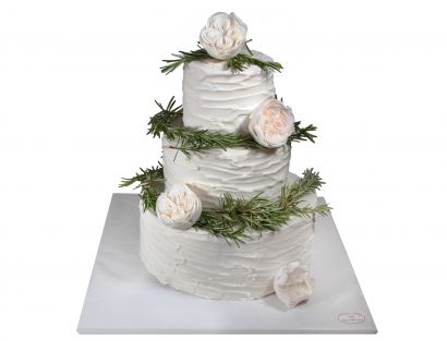 Naked Cake mit Rosmarin und weißer Cremeoptik