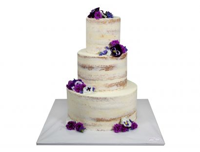 Naked Cake mit Viola und echten Blüten