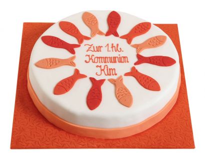 Orange Fische Torte zur Kommunion