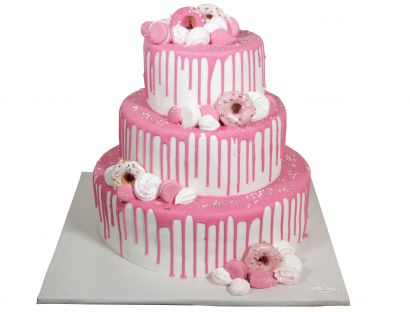 Pinker Drip Cake als Hochzeitstorte
