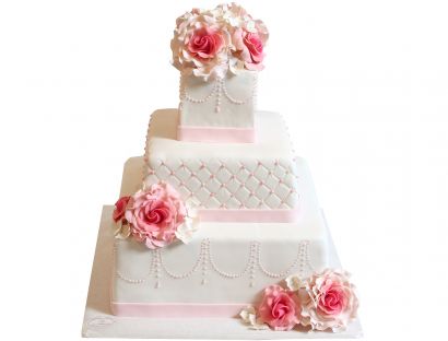 Rokoko-Hochzeitstorte mit Zuckerblüten