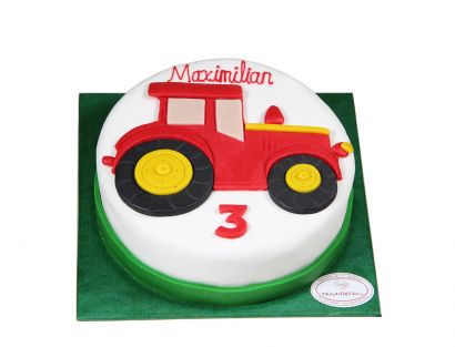 Traktor-Kindertorte mit Name und Zahl